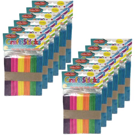 Charles Leonard Colored Craft Sticks, Regular Size, 4-1/2in x 3/8in, 1800PK 66580